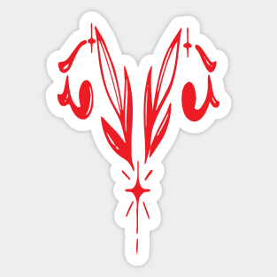 red floral Aries zodiac Sticker